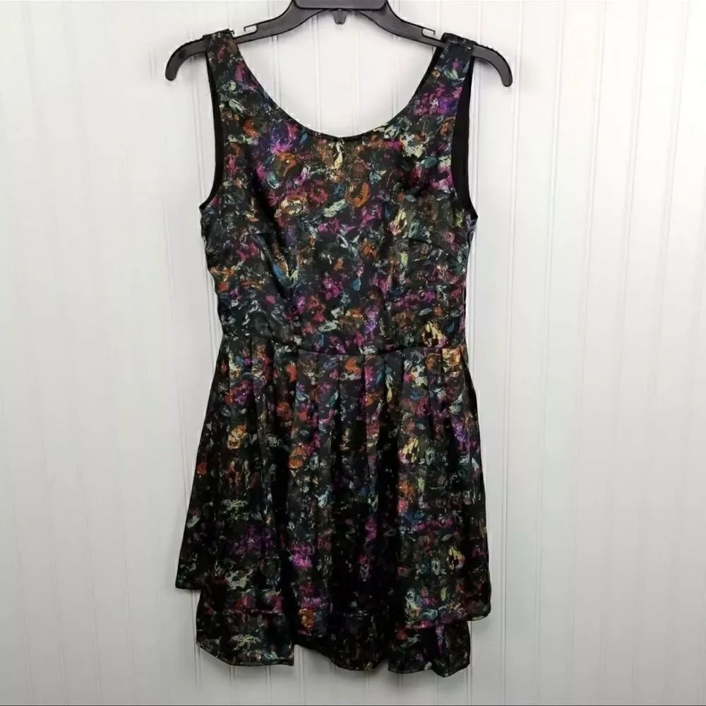 Jack Womens Size Small Sleeveless Fit & Flare Pleated Watercolor Skater Dress
